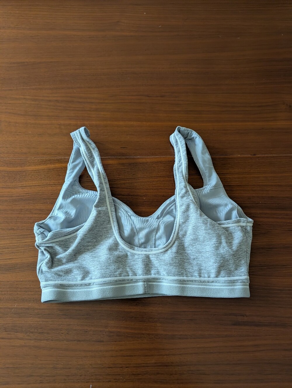 Alo Yoga Alosoft Heart Throb Bra Athletic Heather Grey/White Missing Size Tag - Picture 5 of 5